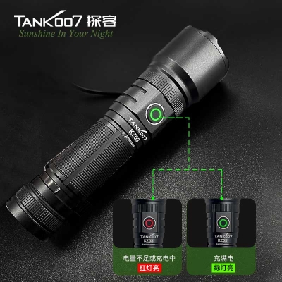 TANK007強光手電筒戶外伸縮調焦手電LED直充遠射電筒KZ03